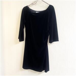 Muse For Boston Proper Velvet Black Ruched Dress Sz 12 Holiday Party Whimsygoth